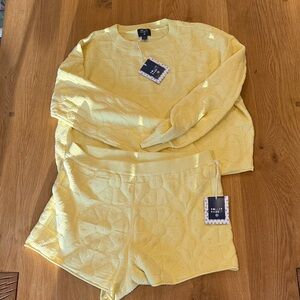 Roller Rabbit x Target Daisy Floral Embossed Yellow Knit Sweater and Shorts Set